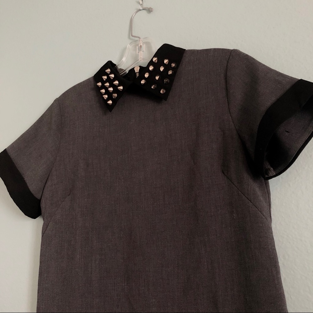 ModCloth Charcoal Grey Studded Collar Shift Dress